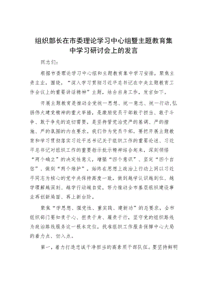 组织部长在市委理论学习中心组暨主题教育集中学习研讨会上的发言.docx