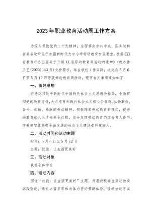 职业技术学院关于开展2023年劳动教育周活动的工作方案四篇.docx