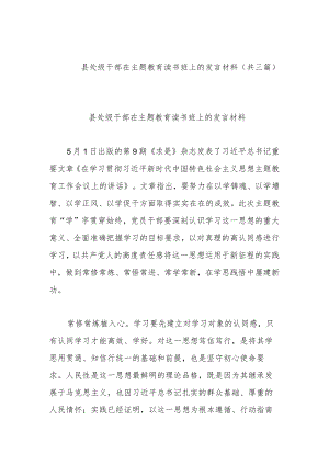 县处级干部在主题教育读书班上的发言材料(共三篇).docx