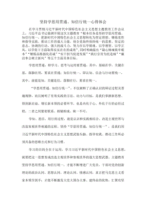 坚持学思用贯通、知信行统一心得体会一.docx