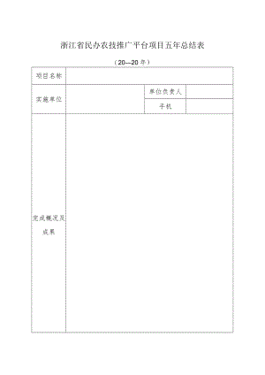 浙江省民办农技推广平台项目五年总结表.docx