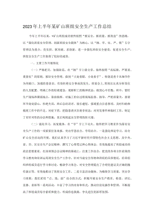 2023年上半年某矿山班组安全生产工作总结.docx