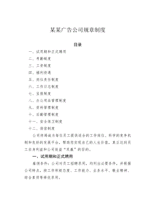 某某广告公司规章制度.docx