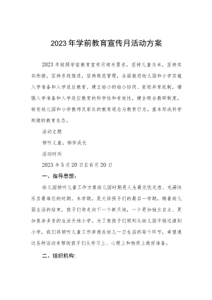 2023学前教育宣传月主题活动方案及总结六篇.docx