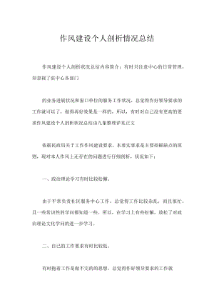 作风建设个人剖析情况总结.docx
