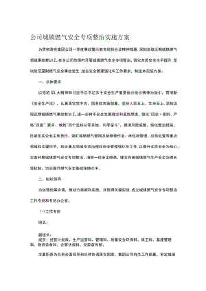 公司城镇燃气安全专项整治实施方案.docx