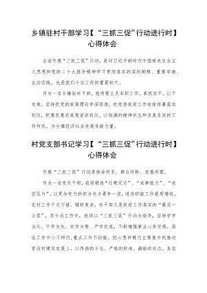 乡镇驻村干部学习【“三抓三促”行动进行时】心得体会范文(通用3篇).docx