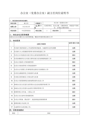 办公室（党委办公室）副主任岗位说明书.docx