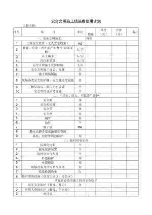 安全文明施工措施费使用计划.docx