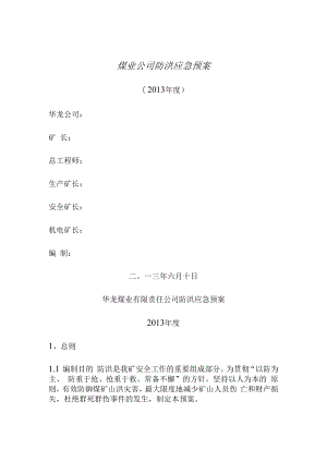 煤业公司防洪应急预案.docx