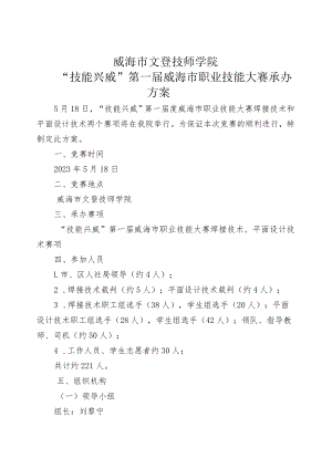 技能兴威”第一届威海市职业技能大赛承“平面设计”实施方案.docx