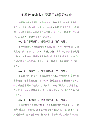主题教育读书班党员干部学习体会.docx