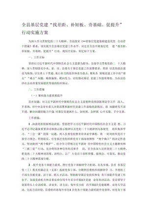 全县基层党建“找差距、补短板、夯基础、促提升”行动实施方案.docx