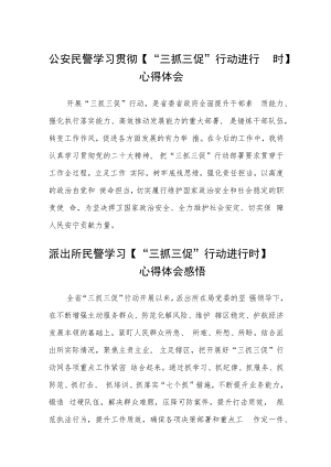 公安民警学习贯彻【“三抓三促”行动进行时】心得体会合篇【三篇】.docx