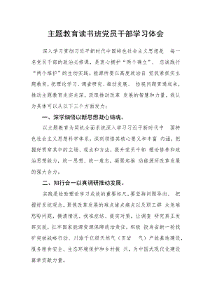 主题教育读书班党员干部学习体会.docx
