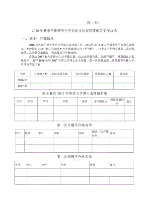 院系2018年秋季学期研究生学位论文过程管理相关工作总结.docx