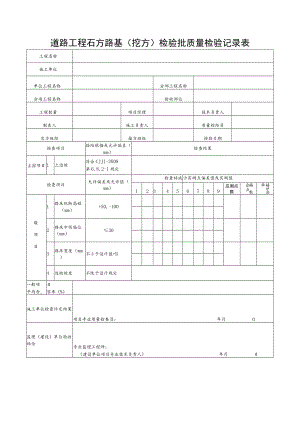 道路工程石方路基（挖方）检验批质量检验记录表.docx