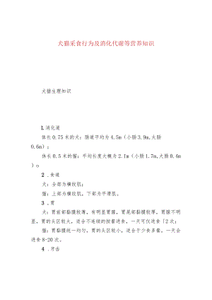犬猫采食行为及消化代谢等营养知识.docx