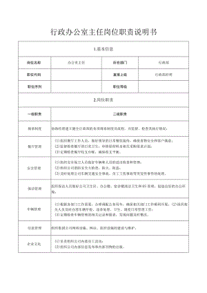 行政办公室主任岗位职责说明书.docx