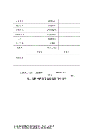 第二类精神药品零售经营许可申请表.docx