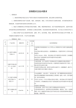 货物需求及技术要求.docx