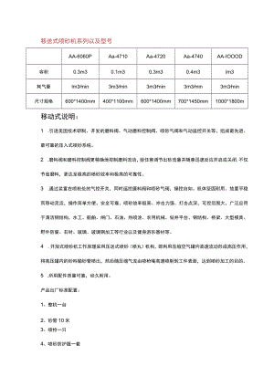移送式喷砂机系列以及型号AA-1000D移动式说明.docx