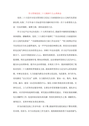 法院行政人员《学习宣传贯彻党的二十大精神》个人心得体会 （汇编5份）.docx