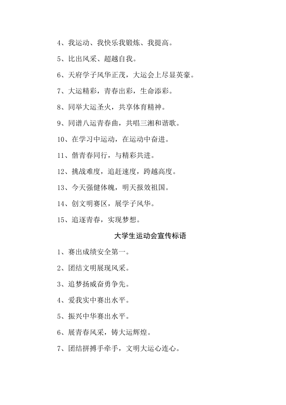2023年第31届成都大学生运动会宣传口号(4份).docx_第2页