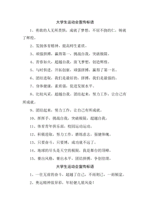 2023年大学生运动会宣传口号 （精编6份）.docx