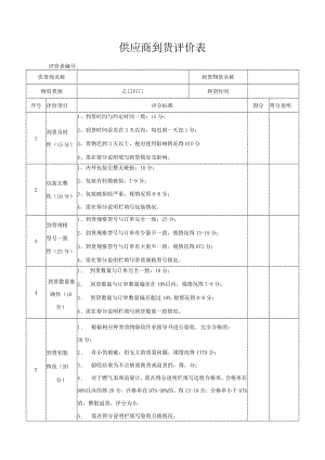 供应商到货评价表.docx