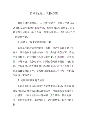 公司新员工关怀方案.docx