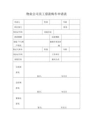 物业公司员工借款购车申请表.docx