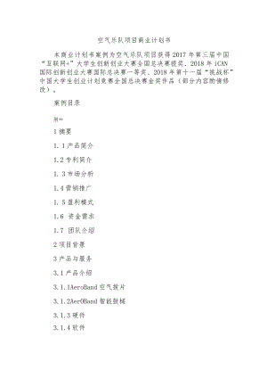 空气乐队项目商业计划书.docx