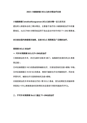 2023小细胞肺癌（SCLC）的分期治疗总结.docx