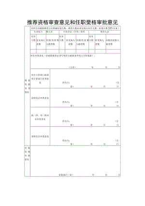 推荐资格审查意见和任职资格审批意见.docx