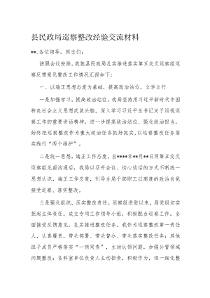 县民政局巡察整改经验交流材料.docx