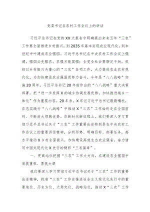 XX党委书记在农村工作会议上的讲话.docx