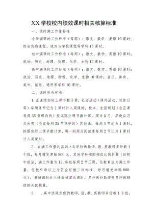 XX学校校内绩效课时相关核算标准.docx