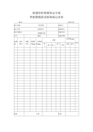 静载荷试验记录单桩.docx