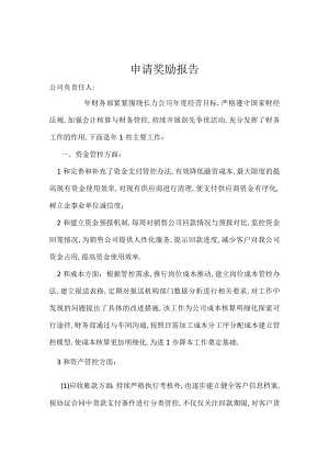 财务奖励申请报告文档模板.docx