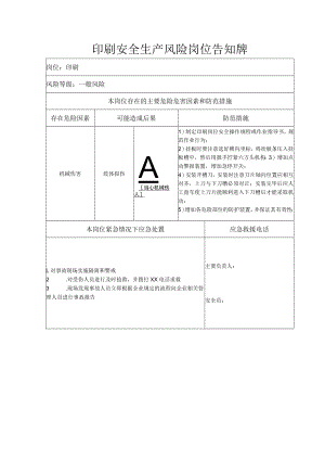 印刷安全生产风险岗位告知牌.docx