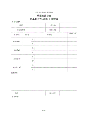 路检表38 路基粘土包边施工自检表工程文档范本.docx