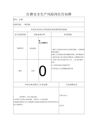 打磨安全生产风险岗位告知牌.docx