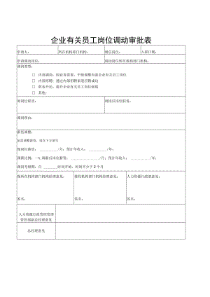 办公文档范本员工岗位调动审批表.docx