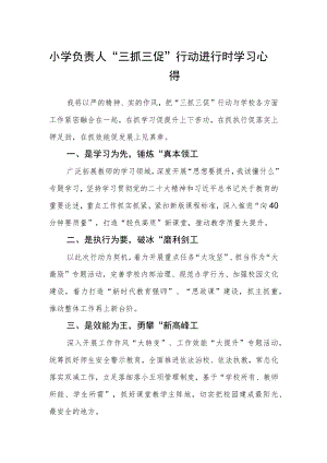 小学负责人“三抓三促”行动进行时学习心得精选范文(3篇).docx