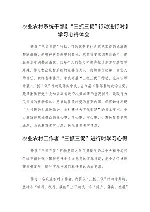 农业农村系统干部【“三抓三促”行动进行时】学习心得体会精选范文(三篇).docx