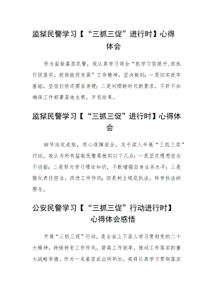 监狱民警学习【“三抓三促”进行时】心得体会(精选3篇).docx