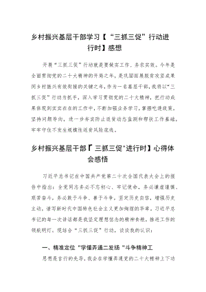 乡村振兴基层干部学习【“三抓三促”行动进行时】感想精选范文(3篇).docx