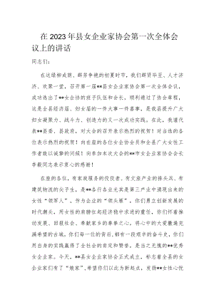在2023年县女企业家协会第一次全体会议上的讲话.docx