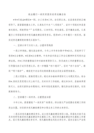 政法履行一岗双责落实述责述廉总结.docx